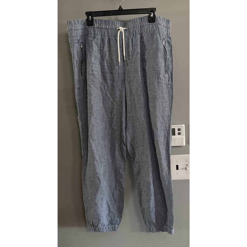 Athleta Pants‎ Cabo Linen Jogger Chambray Lightweight Drawstring Women’s 16